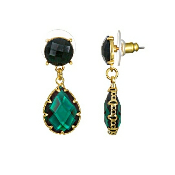 Lc Lauren Conrad Green Gold Dangle Earrings Kohls - Picture 1 of 3